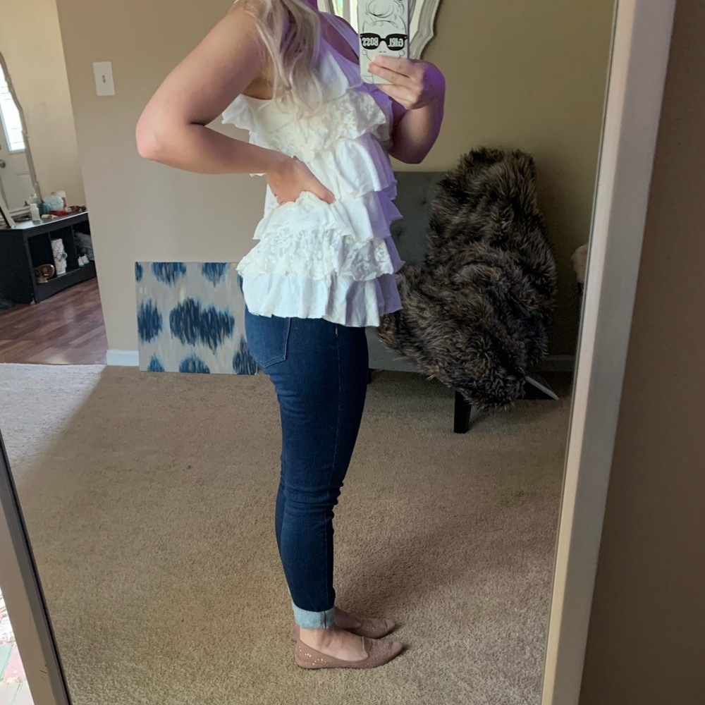 White Ruffle Lace Top - Picture 2 of 4